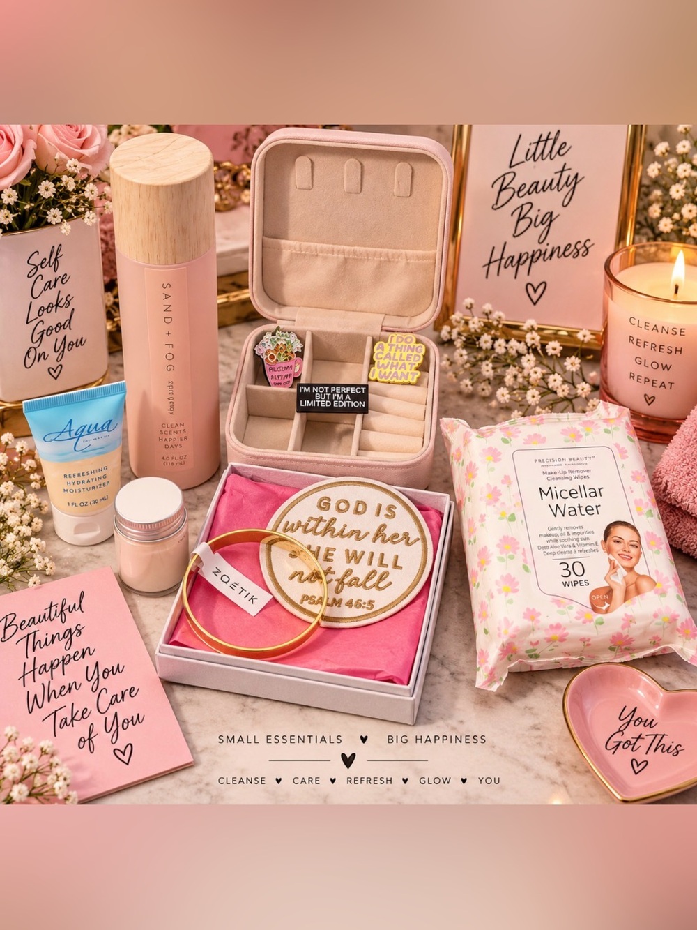 Pink Micellar Water & Bath Essentials Gift Set